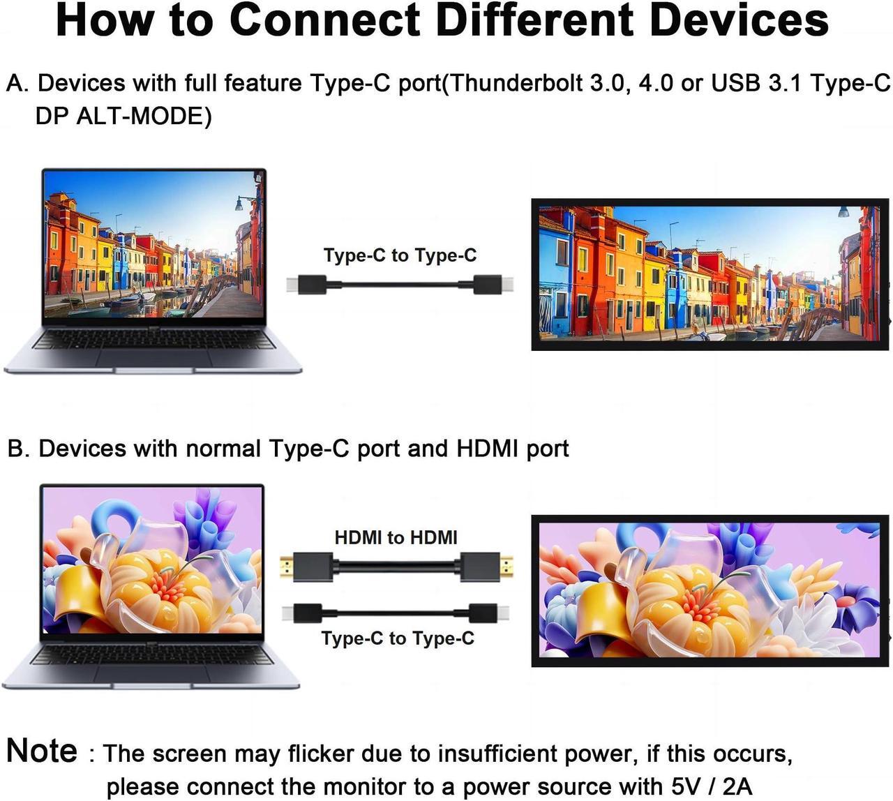Alt view image 5 of 5 - wisecoco 12.3 Inch Touchscreen Monitor 1920x720 Bar LCD Mini Touch Screen Monitor Secondary Screen Portable Display HDMI for Laptop PC Temperature Aida64 GPU CPU RAM Monitoring