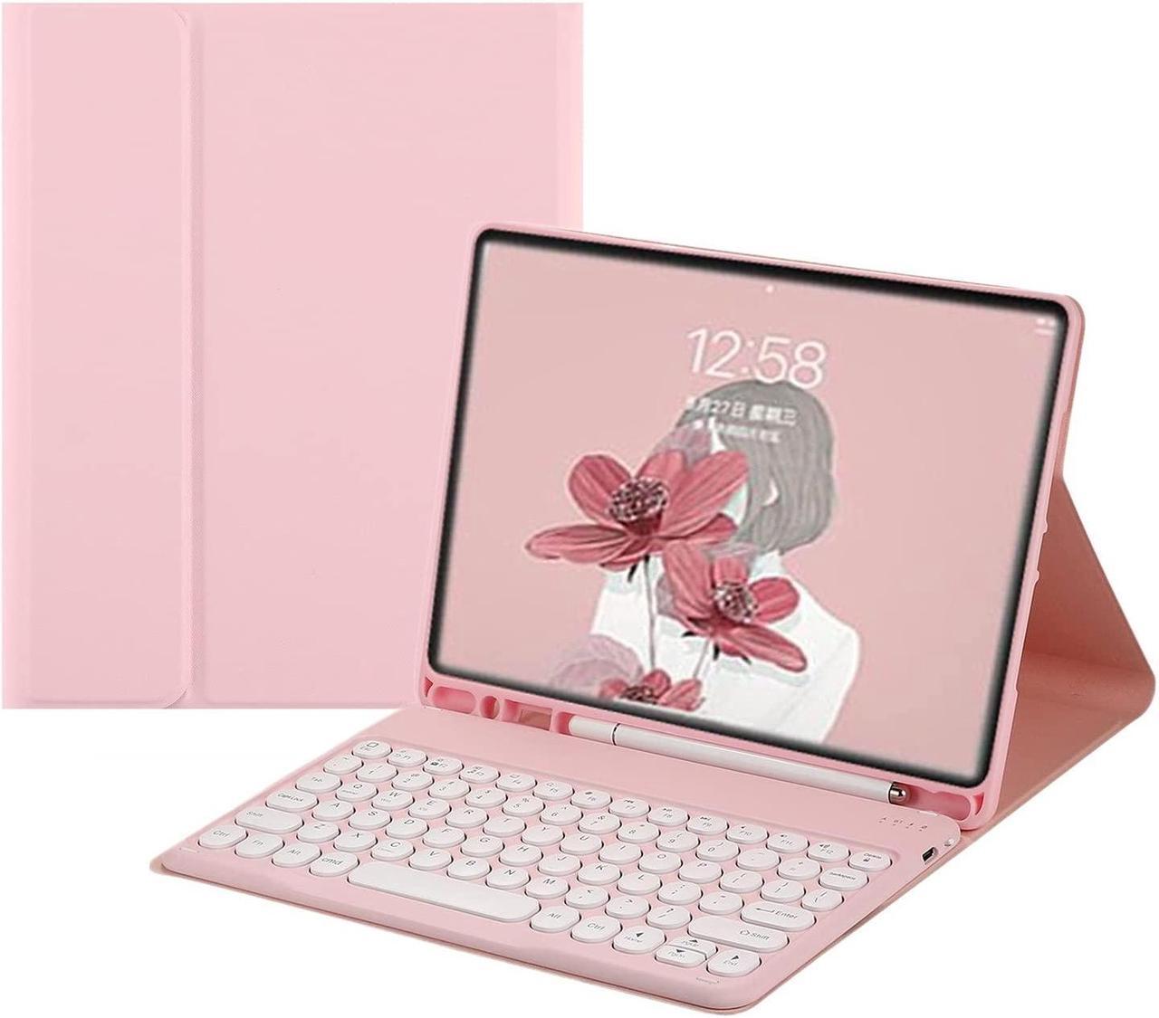 Main image of HENGHUI Keyboard for Galaxy Tab S8 11" 2022 / Tab S7 11 Inch 2020 Tablet Keyboard Case Cute Round Key Color Keyboard Detachable Wireless Keyboard Cover with S Pen Holder (Pink)