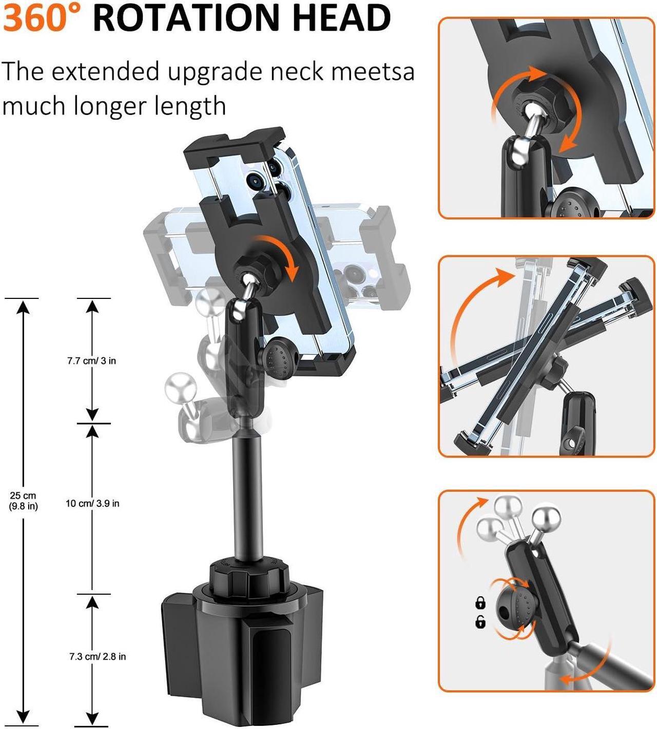Alt view image 5 of 5 - YOOZ Car Cup Holder Tablet Mount Heavy Duty [No Shaking 360 Rotation] Truck Cupholder Holder with Metal Arm for Tablet & Phone, iPad Pro Air Mini, Galaxy Tab, Kindle, Surface, 4-12.9