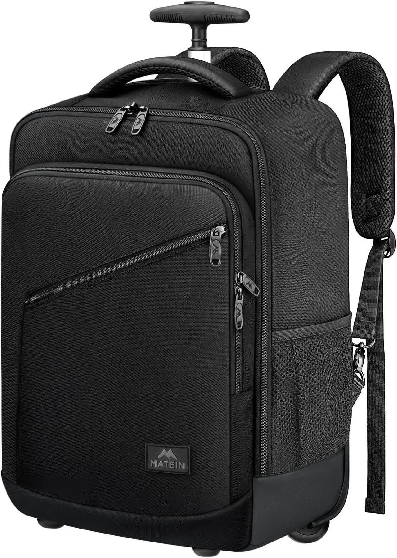 Main image of MATEIN Rolling Backpack Carry On Luggage, 17 inch Travel Laptop Backpack with Wheels for Men Women, Water Resistant Wheeled Rucksack Airline Approved Roller Bag, Traveler Gifts, Black