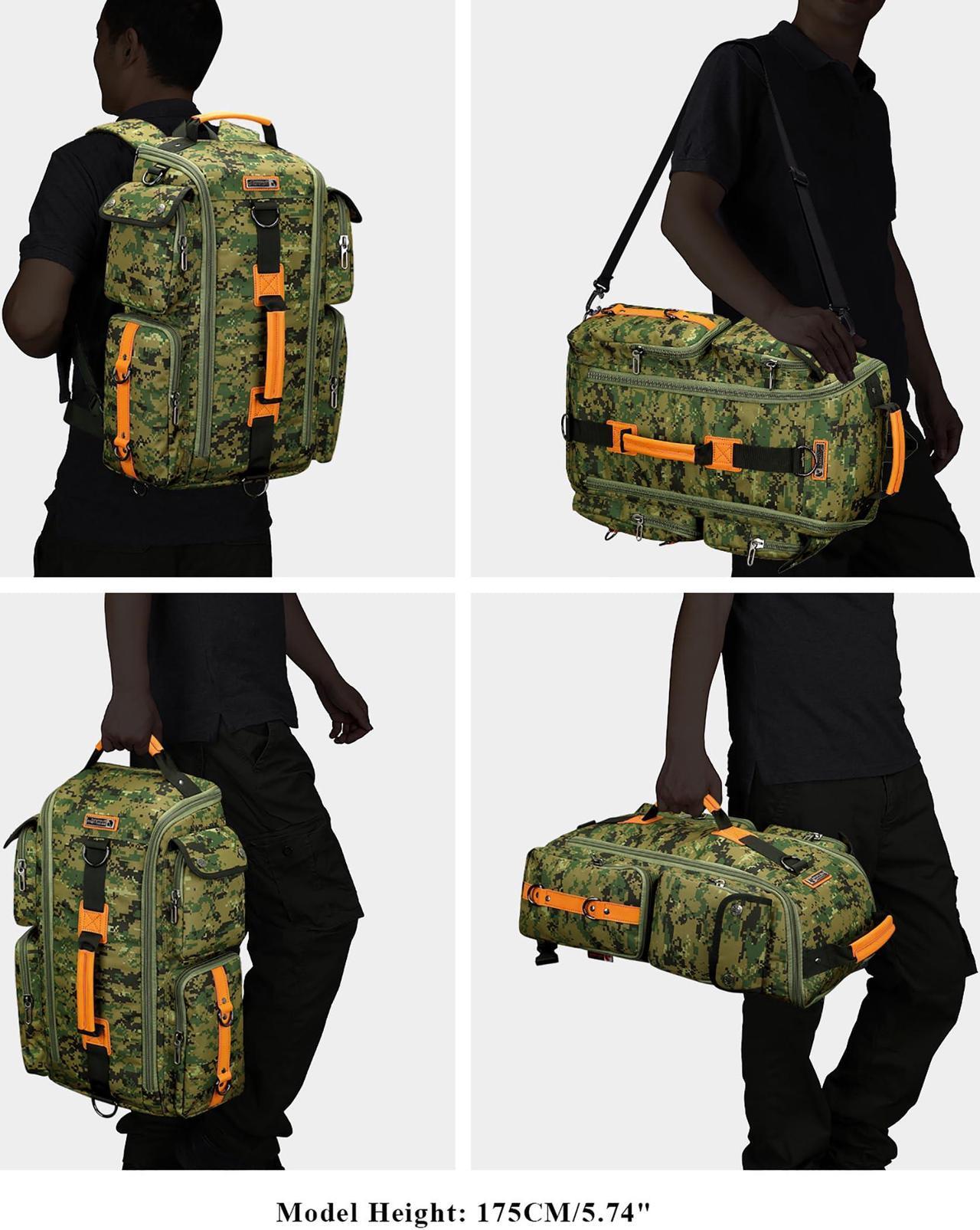Alt view image 3 of 5 - WITZMAN Digital Camo Backpack for Men Carry On Backpack Duffel Bag Large Capacity Laptop Backpack 17 Inch (6695 Camo Green)