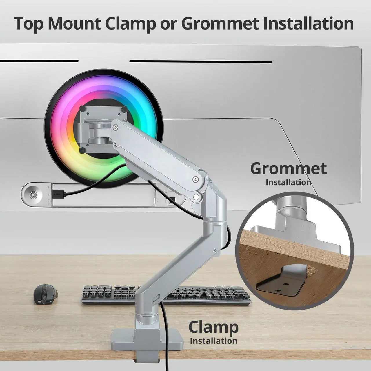 Alt view image 5 of 5 - AVLT Single 34"-57" Monitor Arm Desk Mount fits One 44 lbs Heavy Duty Monitor Full Motion Height Swivel Tilt Rotation Adjustable Monitor Gray Arm VESA 200x200 200x100 100x100 75x75