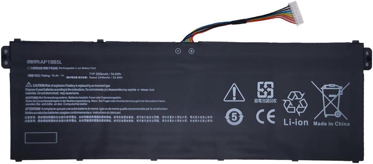 Main image of NBULBL AP19B5L Laptop Battery Replacement for ACER Aspire 5 A515-56G-77WL A515-55 A515-43 A515-44 A514-54 Swift 3 SF314-42-R9YN TravelMate P215-52 Series KT00405010 4INP5/61/71 [15.4V 54.6Wh 3550mAh]