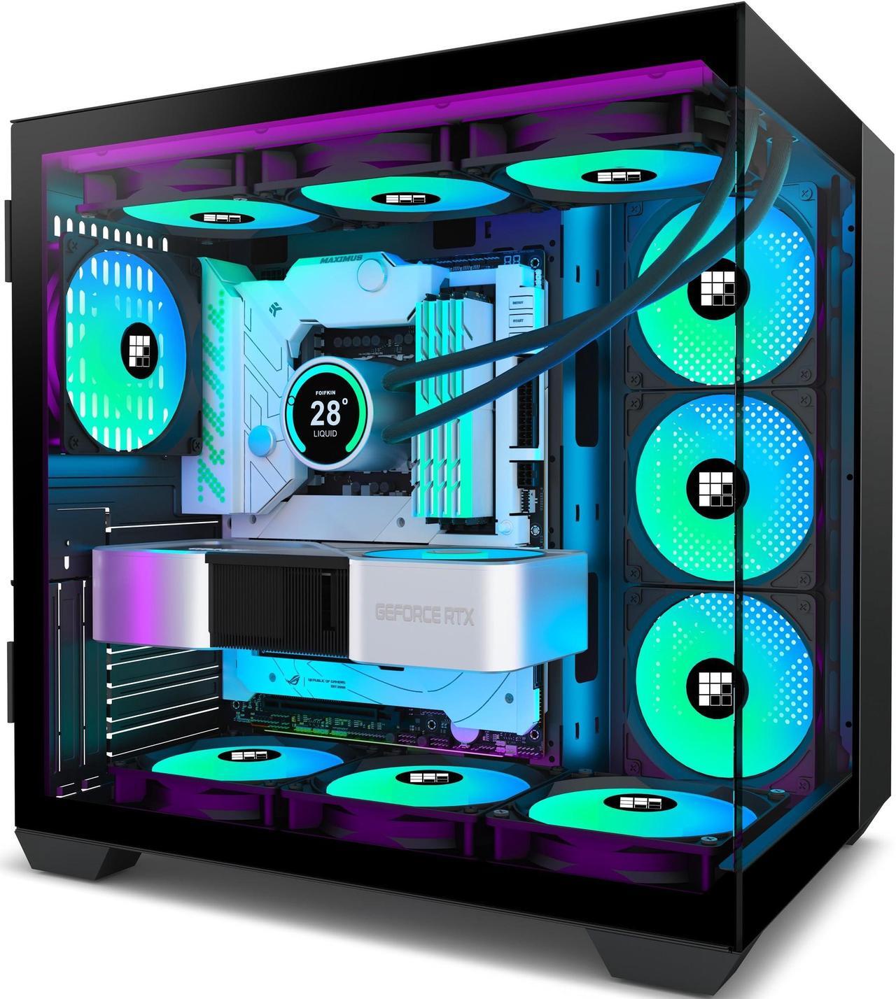 Main image of FOIFKIN F600 PC Case - Pre-Installed 6 PWM ARGB Fan, ATX Mid-Tower Gaming PC Case, 270deg Panoramic Glass with Type-C, FOIFKIN (Black, F600)