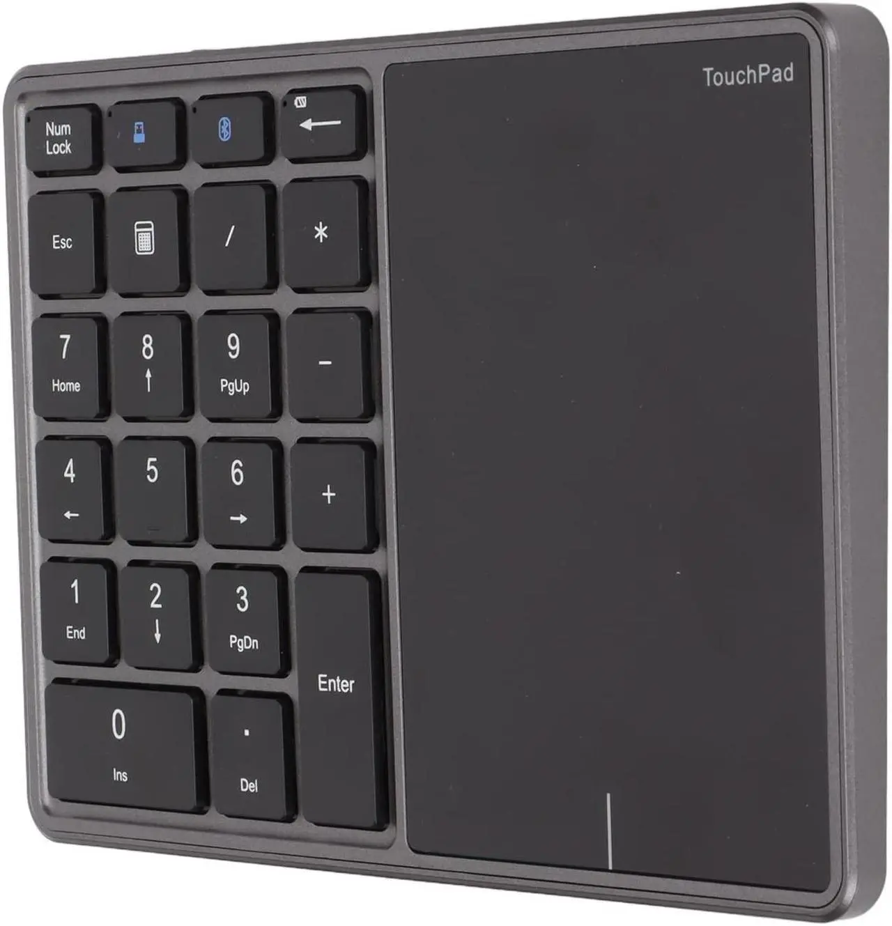 Main image of Heayzoki Number Pad Mouse Combo, 2 in 1 BT Number Pad Touchpad Mouse 22 Keys, Bt4.2 2.4G Type C Charging Keyboard 500Mah Battery Numeric Keypad for Office (Iron Gray)