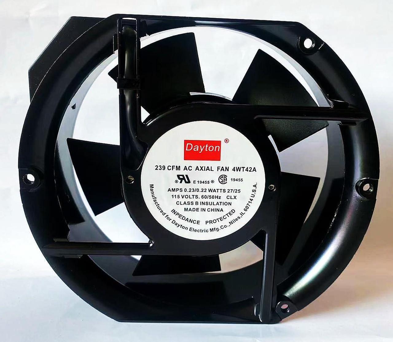 Main image of 4WT42A Cooling Fan for 4WT42A 115VOLTS 0.23/0.22AMPS 27/25WATTS 239CFM AC AXIAL FAN