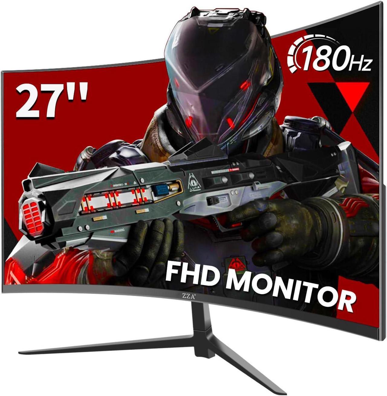 Main image of ZZA Gaming Monitor 27 Inch Curved 180Hz| 165Hz|144Hz|1ms| Computer Monitor FHD|1080P| 90% DCI-P3,100% sRGB,PC Monitor FreeSync| HDMI|HDR|Low Blue Light| HDMI|DP Ports| VESA Mount| Metal Stand