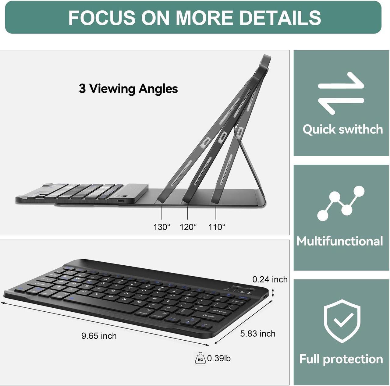 Alt view image 5 of 5 - iPad Pro 11 inch Case 2024 Keyboard - Detachable Keyboard Case for iPad Pro 11'' M4 - Smart Folio Case for iPad 11 Keyboard with Pencil Holder - Auto Wake/Sleep Pro 11-inch Keyboard Case - Black