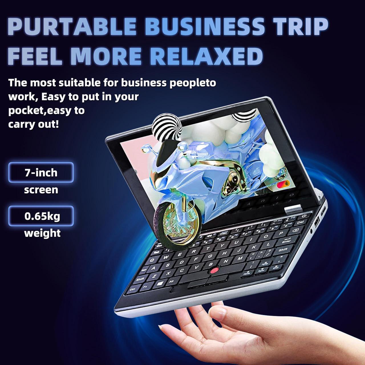 Alt view image 2 of 5 - All Metal 7'' HD Touchscreen Ultra-Light Mini Laptop: Celeron J4105 12GB RAM,960GB SSD, Win 11 Pro/MS Office 2019, WiFi, USB3.0, Mini HDMI, Webcam, TF Card - for Business and Students (12G+960GB)