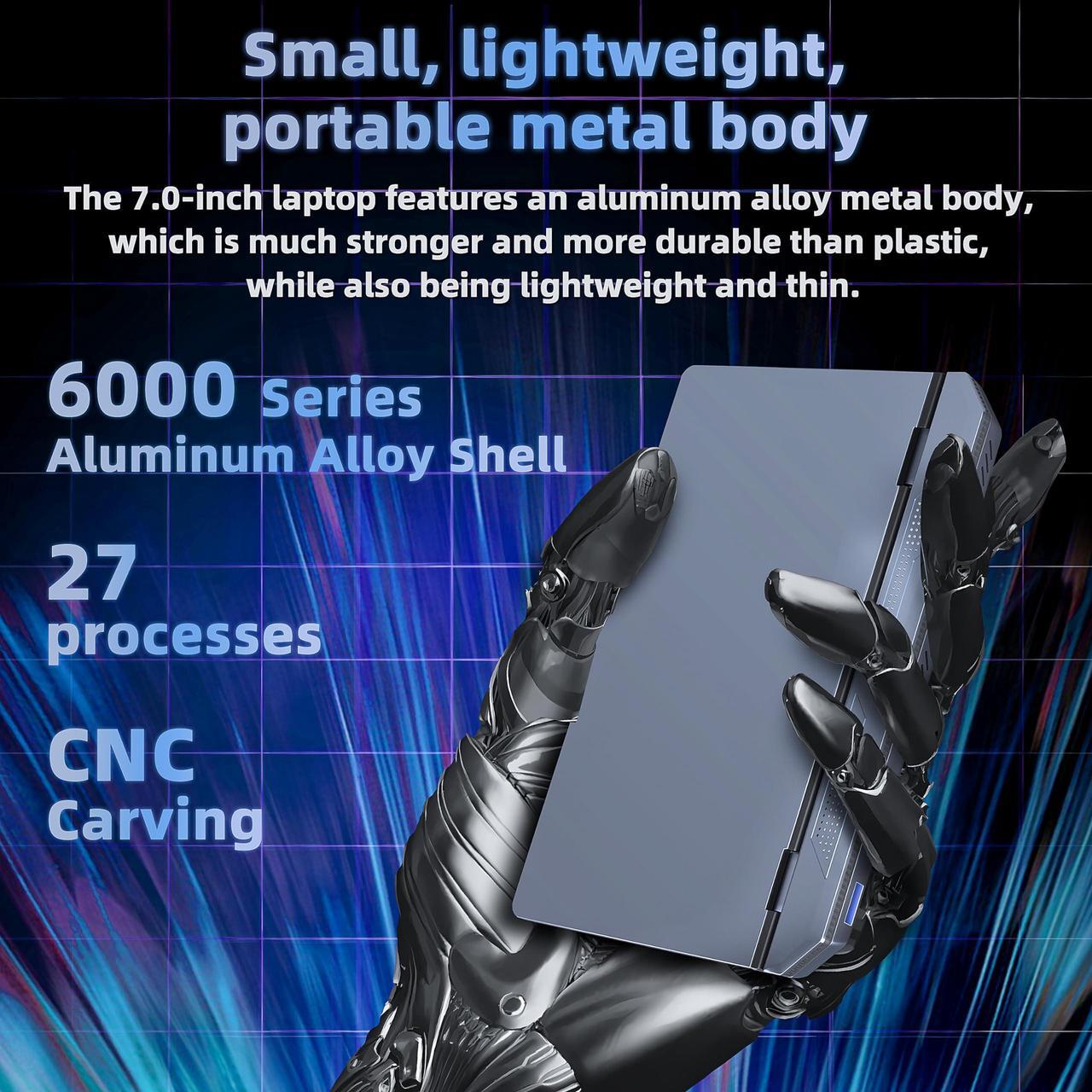 Alt view image 4 of 5 - All Metal 7'' HD Touchscreen Ultra-Light Mini Laptop: Celeron J4105 12GB RAM,960GB SSD, Win 11 Pro/MS Office 2019, WiFi, USB3.0, Mini HDMI, Webcam, TF Card - for Business and Students (12G+960GB)