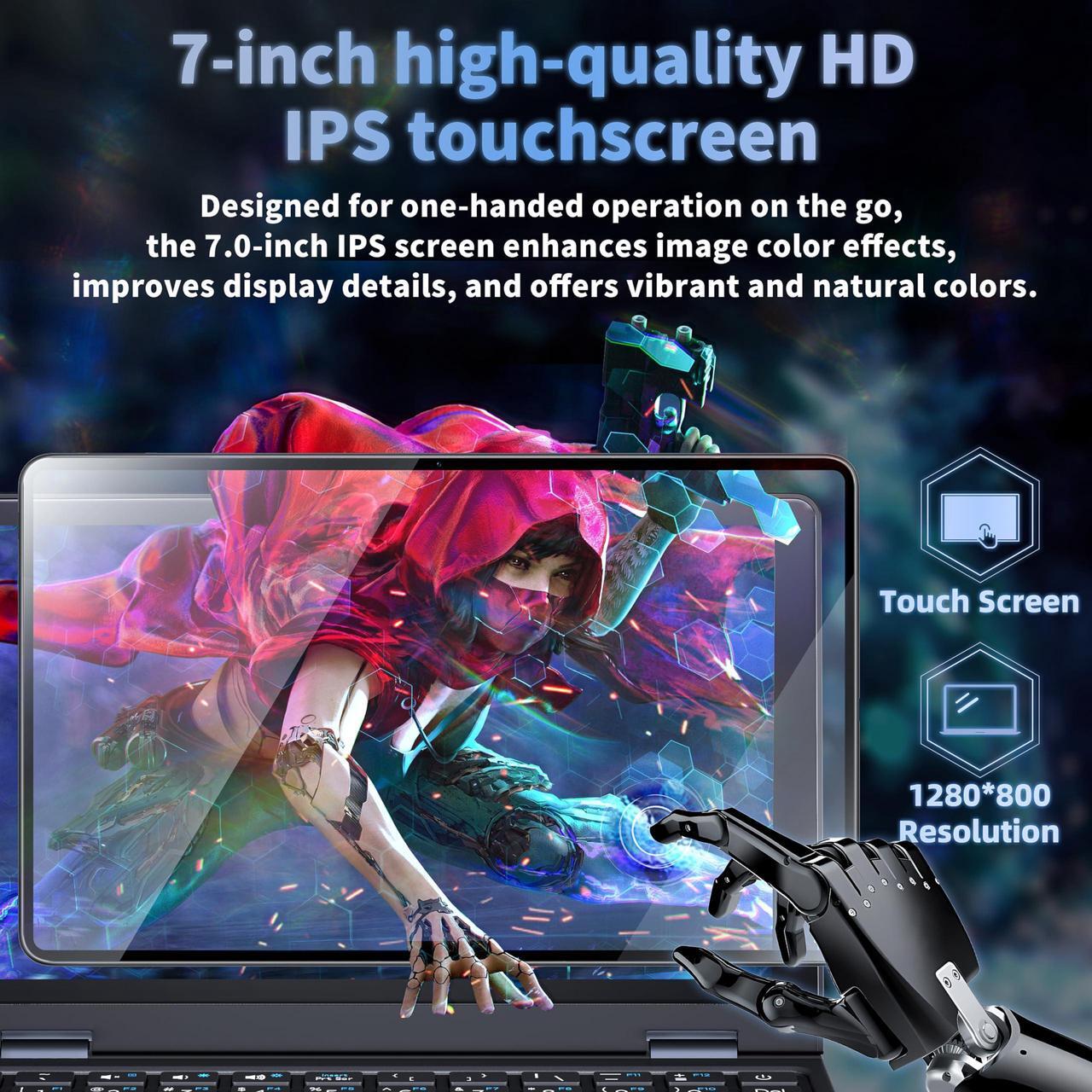 Alt view image 5 of 5 - All Metal 7'' HD Touchscreen Ultra-Light Mini Laptop: Celeron J4105 12GB RAM,960GB SSD, Win 11 Pro/MS Office 2019, WiFi, USB3.0, Mini HDMI, Webcam, TF Card - for Business and Students (12G+960GB)