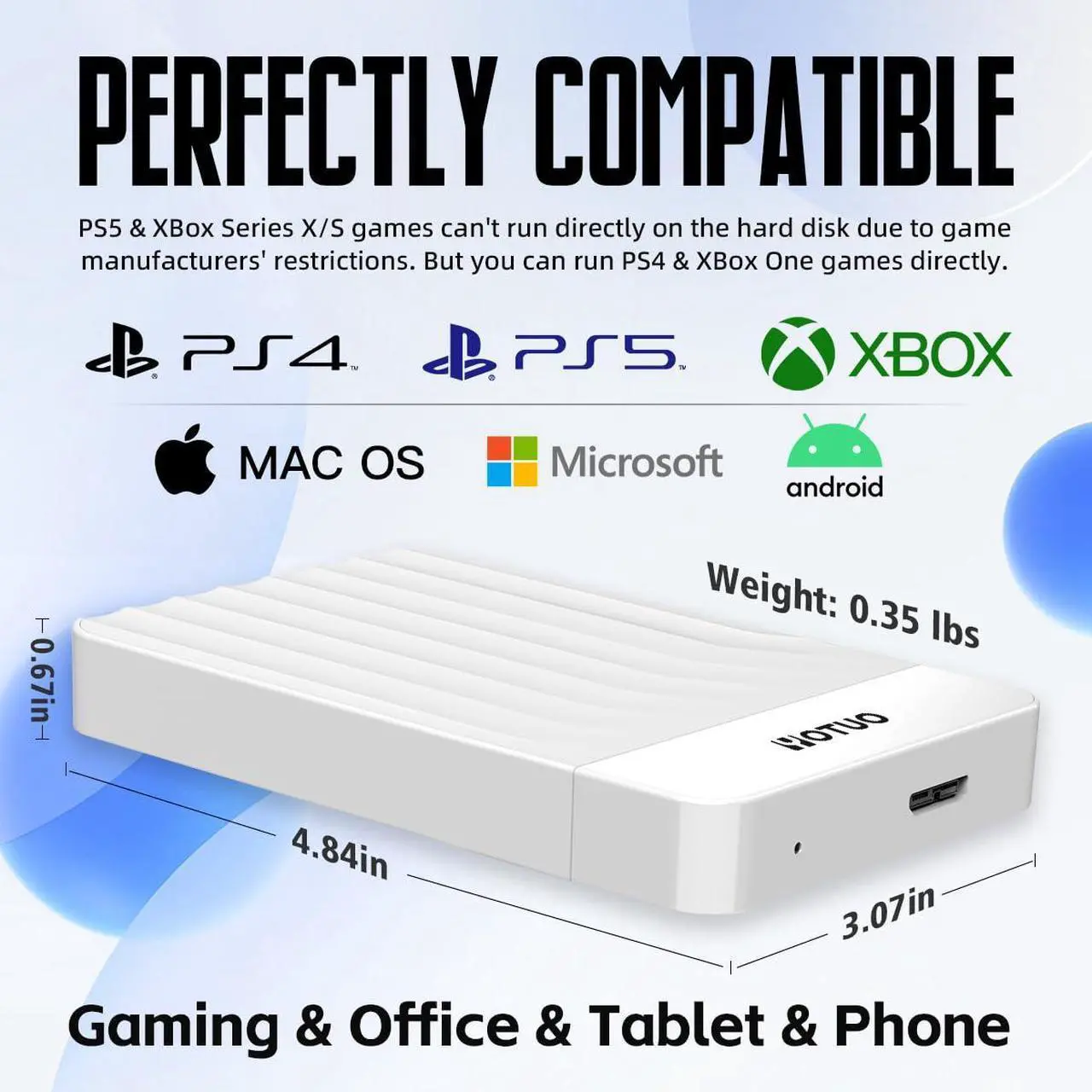 Alt view image 3 of 5 - YOTUO External Hard Drive 1TB, USB 3.0 and Type-C Portable HDD External Expansion Storage for PC, Mac, Desktop, Laptop Office Devices, for PS4, PS5, Xbox One, Xbox 360, Xbox Series X/S Gaming Devices