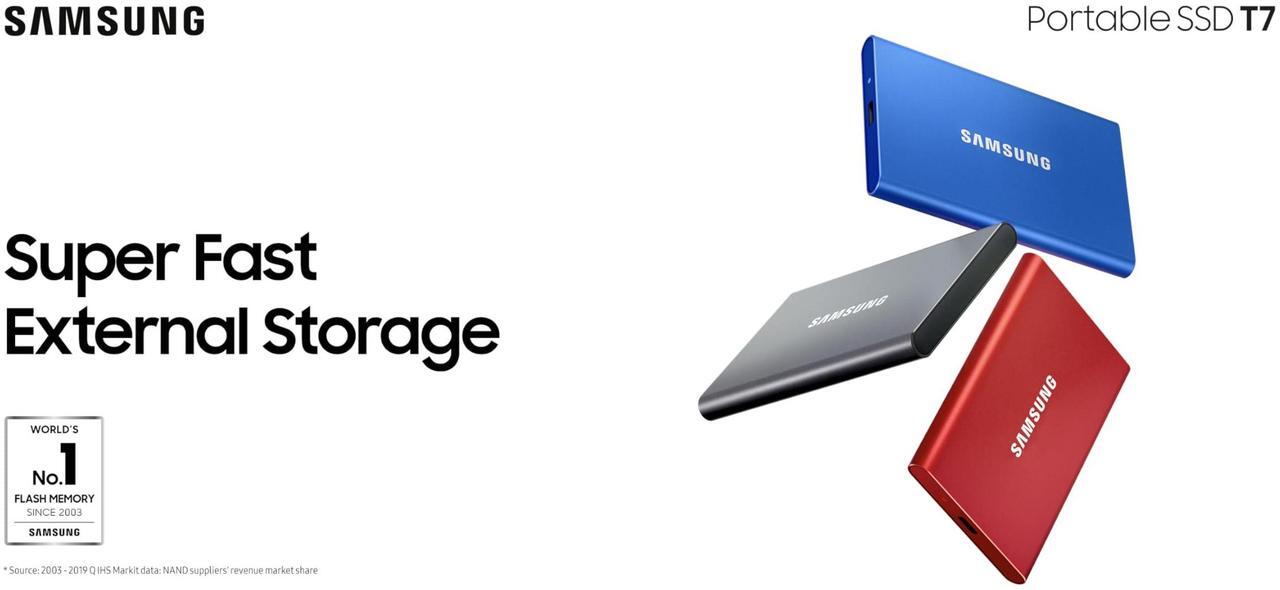 Alt view image 2 of 5 - Samsung 1TB T7 External SSD, Red, MU-PC1T0R/WW, Read/Write Speed up to 1050MB/s, Password Security