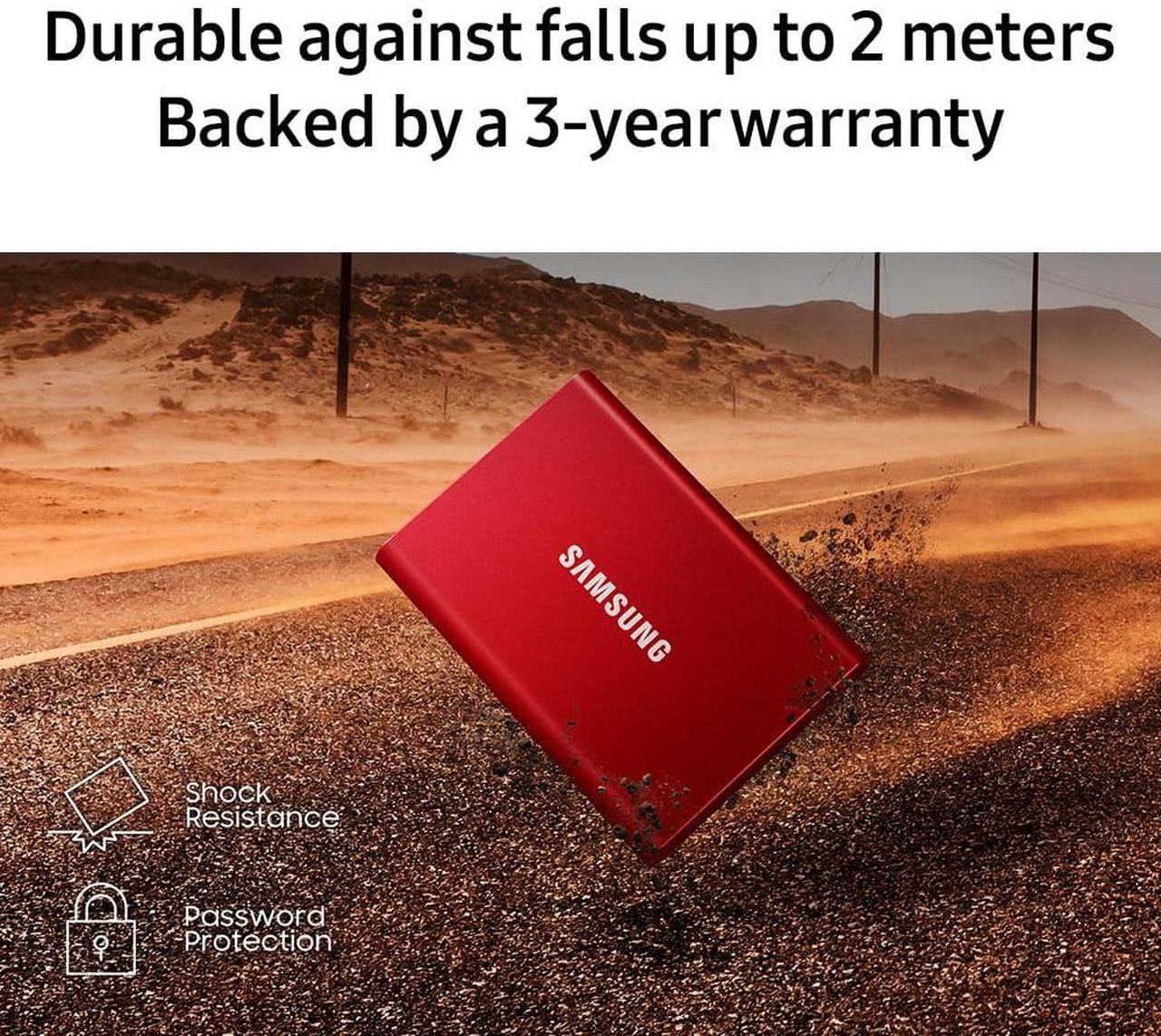 Alt view image 4 of 5 - Samsung 1TB T7 External SSD, Red, MU-PC1T0R/WW, Read/Write Speed up to 1050MB/s, Password Security