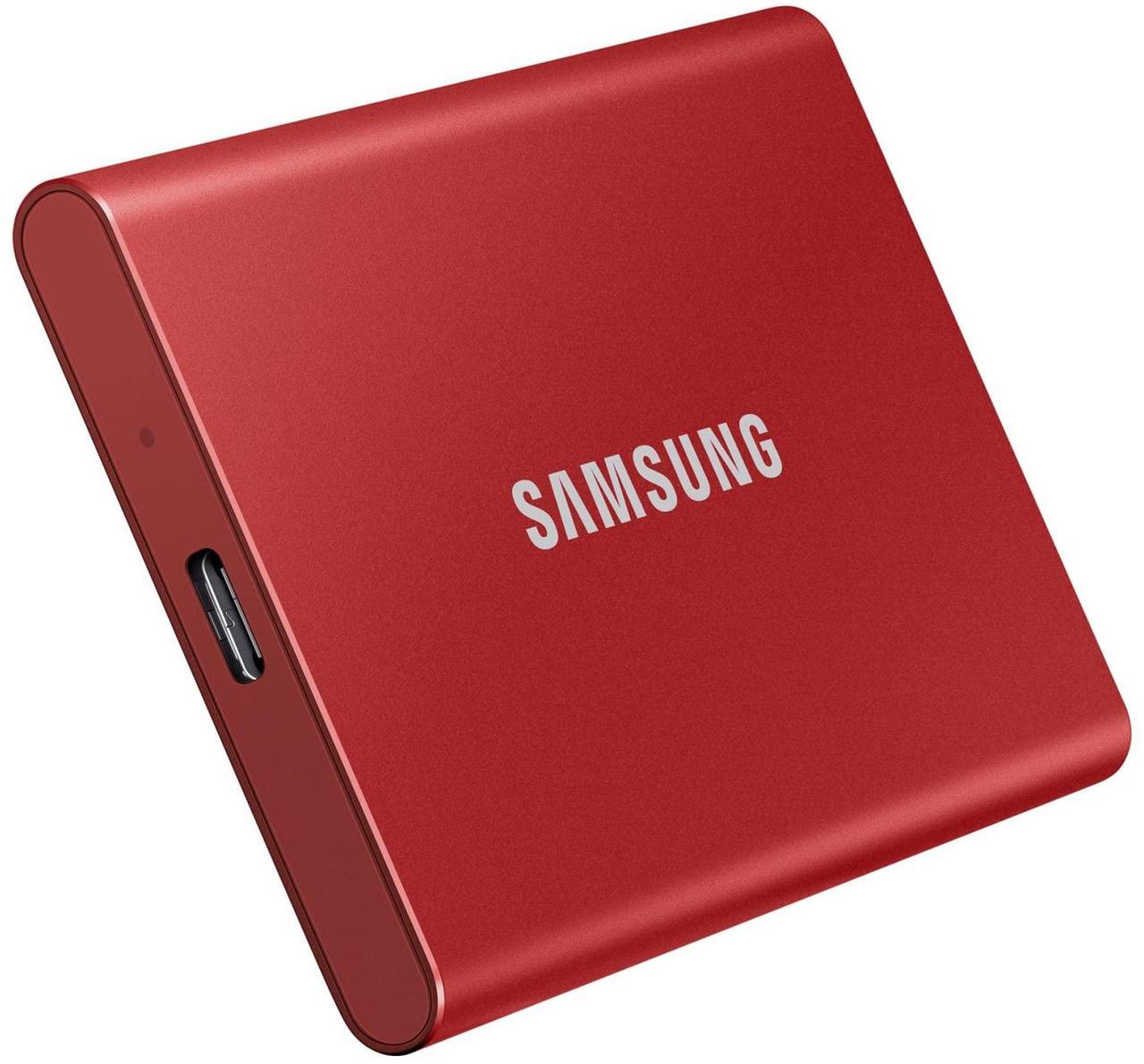 Alt view image 3 of 5 - Samsung 1TB T7 External SSD, Red, MU-PC1T0R/WW, Read/Write Speed up to 1050MB/s, Password Security