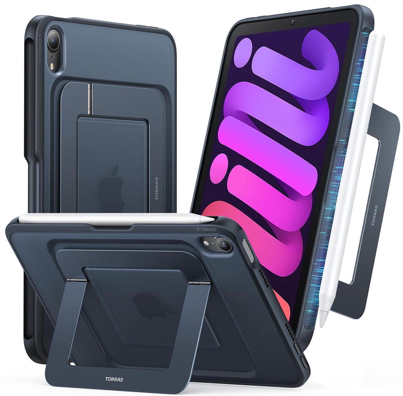 Main image of TORRAS for iPad Mini 6 Case, iPad Mini 7 Case A17 Pro, Ultra Stable Stand, Multiple Adjustable Viewing Angles, Slim Protective Kickstand Cover, Translucent iPad Mini 6th Case with Pencil Holder, Black