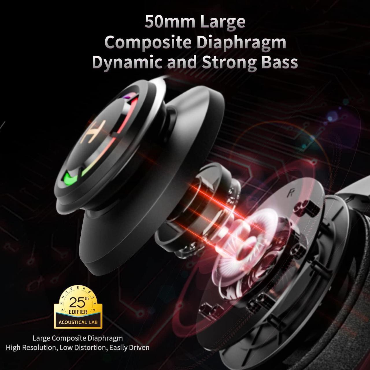 Alt view image 2 of 5 - Edifier 7.1 Hi-Res Sound PC Gaming Headset Weird USB Over-Ear Headphone Noise Cancelling Mic RGB Light for PC PS4 Laptop Mac Desktop