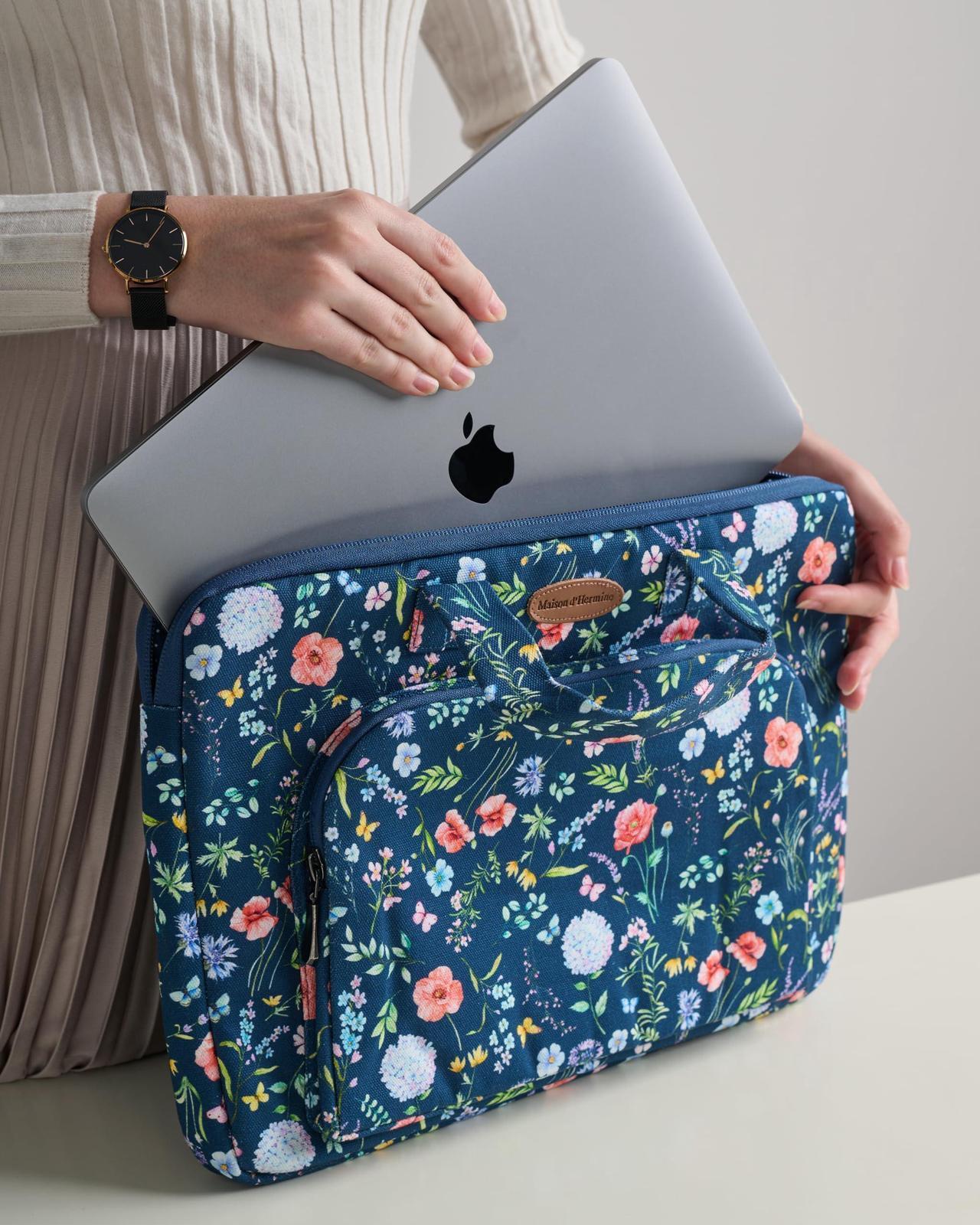 Alt view image 3 of 5 - Maison d'Hermine Laptop Bag with Pocket upto 13.5 inch Stain and water repellent Cotton canvas - Just Florals