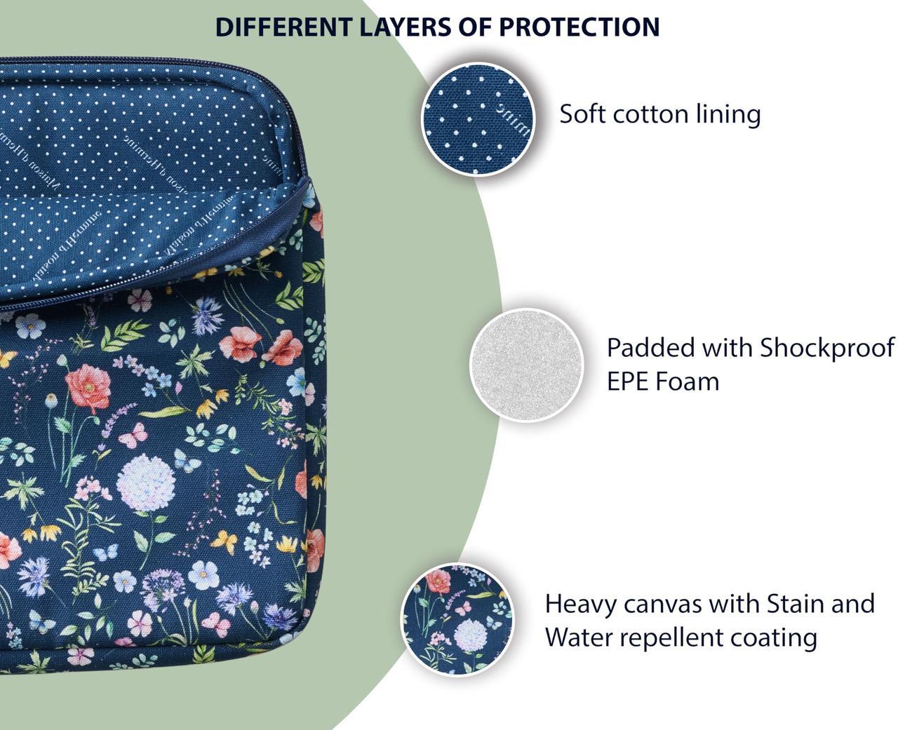 Alt view image 4 of 5 - Maison d'Hermine Laptop Bag with Pocket upto 13.5 inch Stain and water repellent Cotton canvas - Just Florals