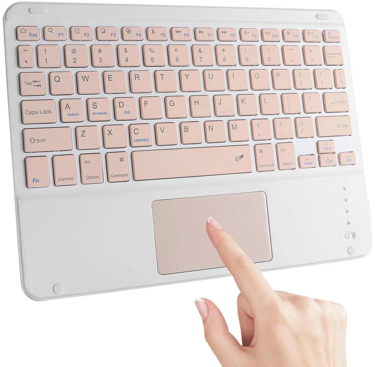 Main image of Ultra Slim Wireless Bluetooth Keyboard with Touchpad for iPad, Rechargeable 10'' QWERTY Layout Portable Wireless Keyboard for iPad Pro/Air/Tablet, and Other iOS Android Windows Devices(Pink)