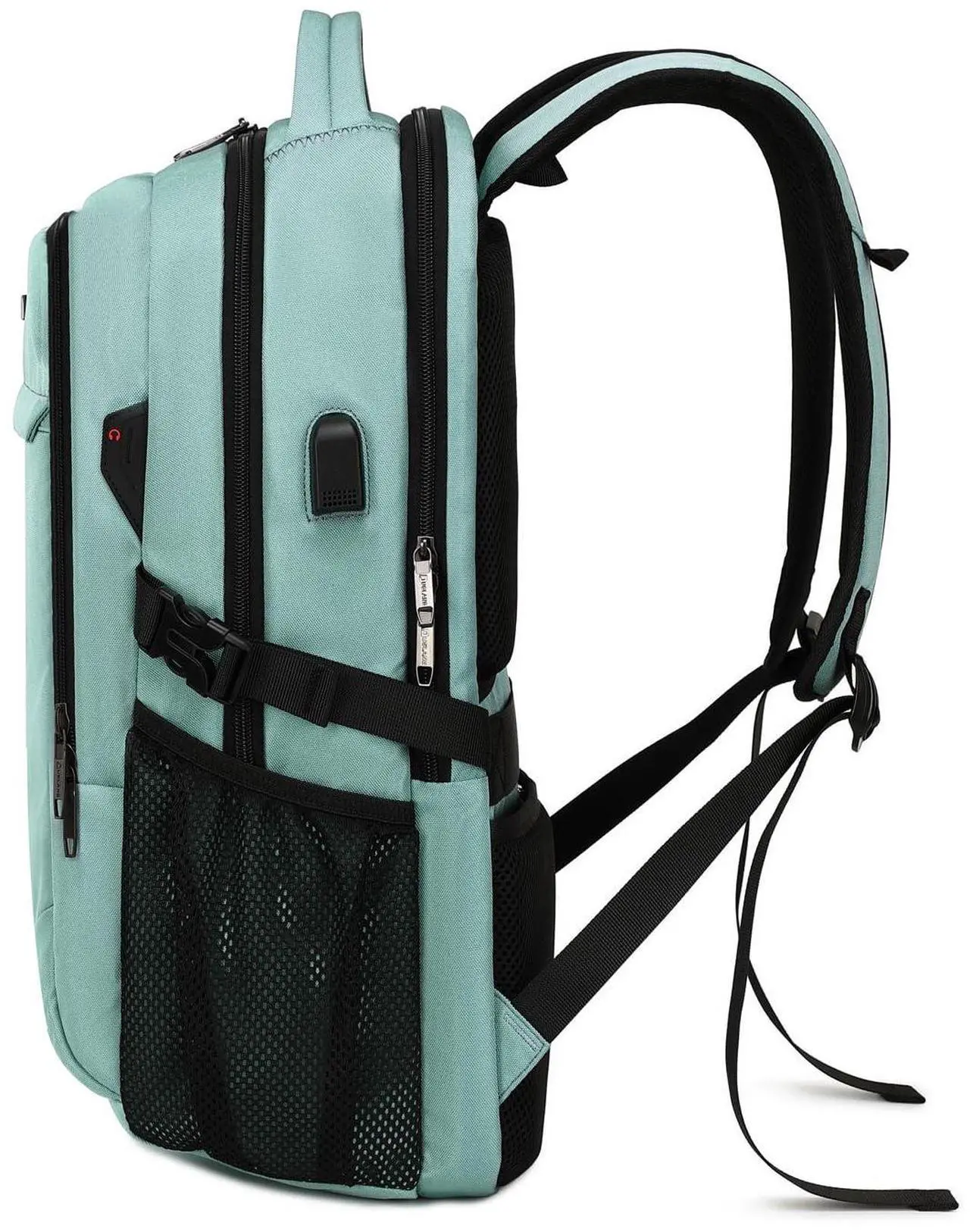 Alt view image 2 of 5 - DUSLANG 17 Inch Laptop Backpack for Travel Water Resistant College Backpack for Men/Women Laptop Bag with USB Charging Port, Green A
