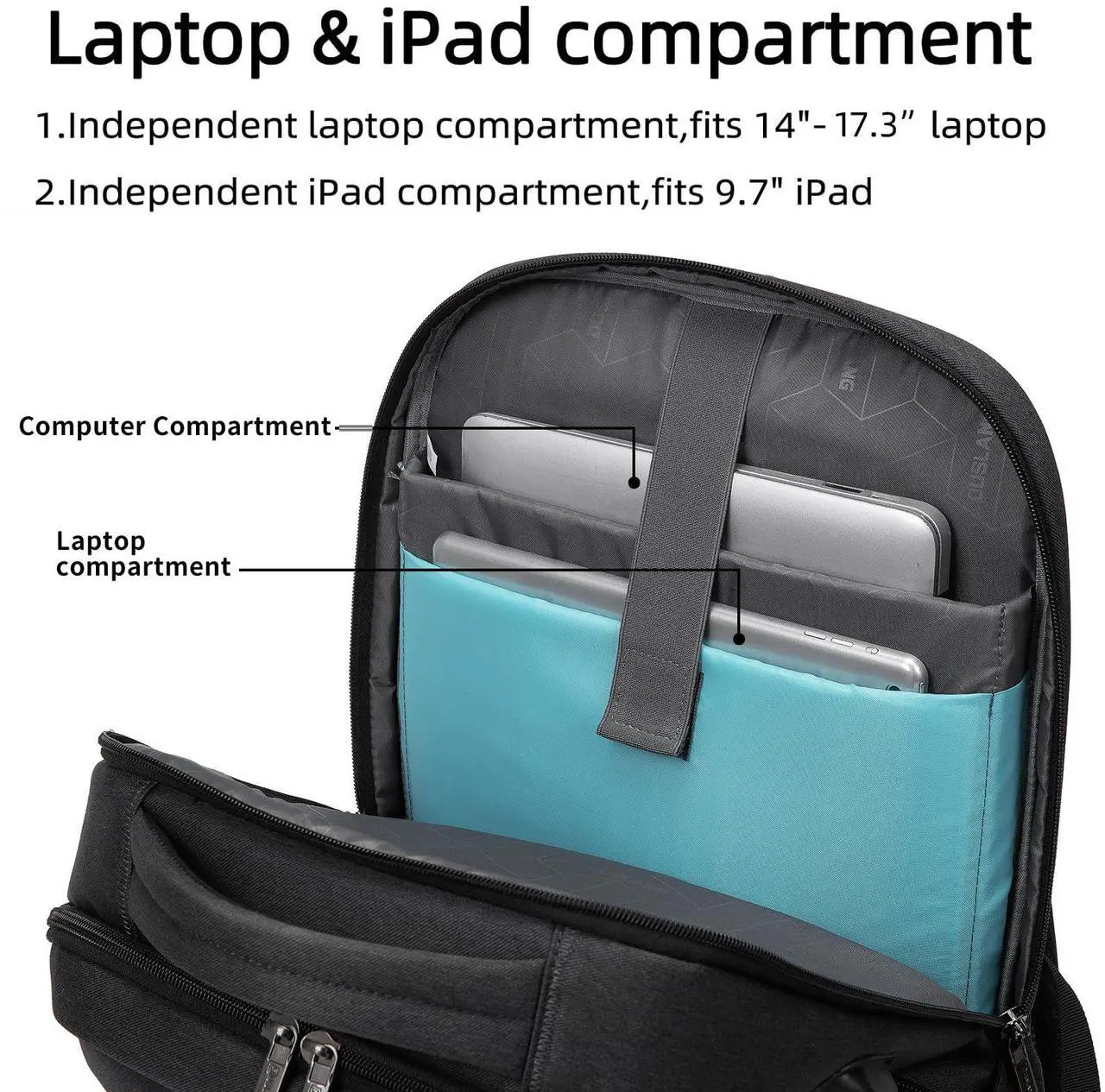 Alt view image 5 of 5 - DUSLANG 17 Inch Laptop Backpack for Travel Water Resistant College Backpack for Men/Women Laptop Bag with USB Charging Port, Green A