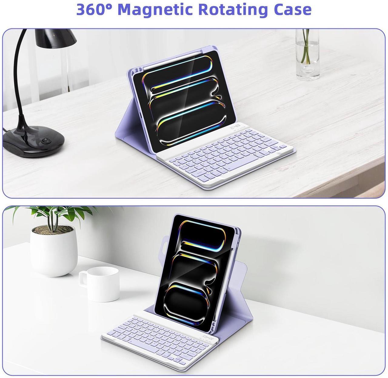 Alt view image 5 of 5 - GOOJODOQ for iPad Pro 11 Inch Case with Keyboard (M4, 2024),360 Rotating Case and Magnetic Detachable Keyboard with Pencil Holder,Portrait/Landscape Modes,Auto Sleep/Wake for 11" iPad Pro 2024-Purple