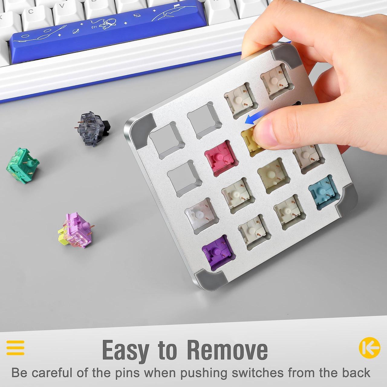 Alt view image 5 of 5 - HONKID Switch Tester, Mechanical Keyboard Switch Tester with 16-Key Switches from Akko, Gateron and Kailh, Sturdy Aluminum Construction, Durable and Cool, Silver