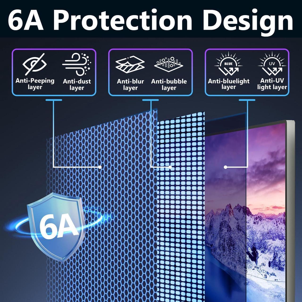 Alt view image 2 of 5 - JEEETINTX Magnetic Computer Privacy Screen Filter 27 Inch for Frameless Monitor Thin Bezel 16:9 Widescreen, Hanging Removable Anti Blue Light Privacy Shield Protector Eye Protection