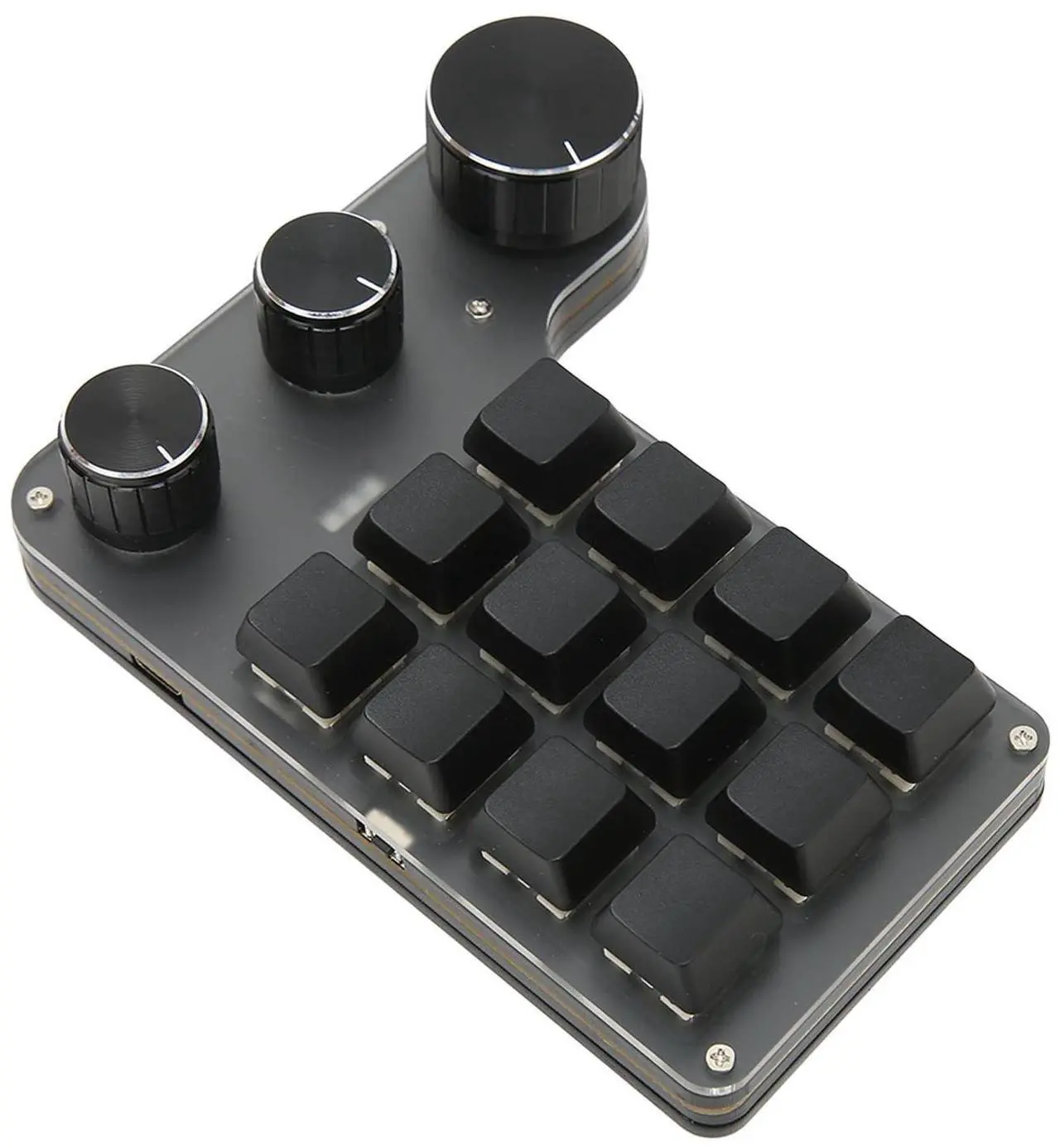 Main image of 12 Keys USB Mini Programmable Keypad, One Handed Mechanical Keyboard with 3 Knobs for Win for Linux for OS X, Support Volume Control, Custom DIY Keypad for Game Office