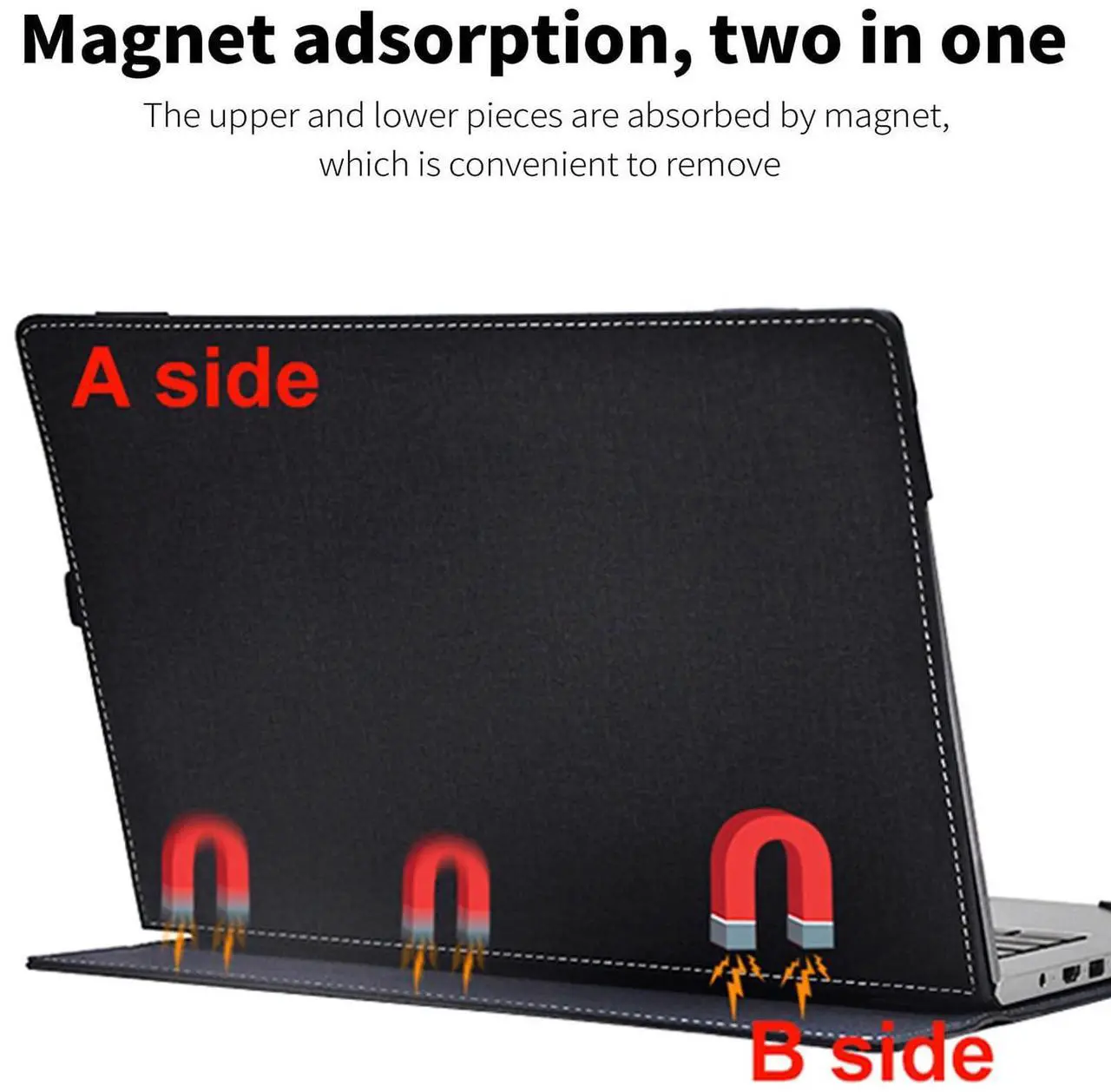 Alt view image 5 of 5 - RUNMEIJIA Laptop Cover Case Only for ASUS ROG Zephyrus G16(2024~2025 16" [not Compatible with Any Other Model] .2-in-1 PU Leather Detachable Notebook Sleeve Computer Bag Protective (Black)
