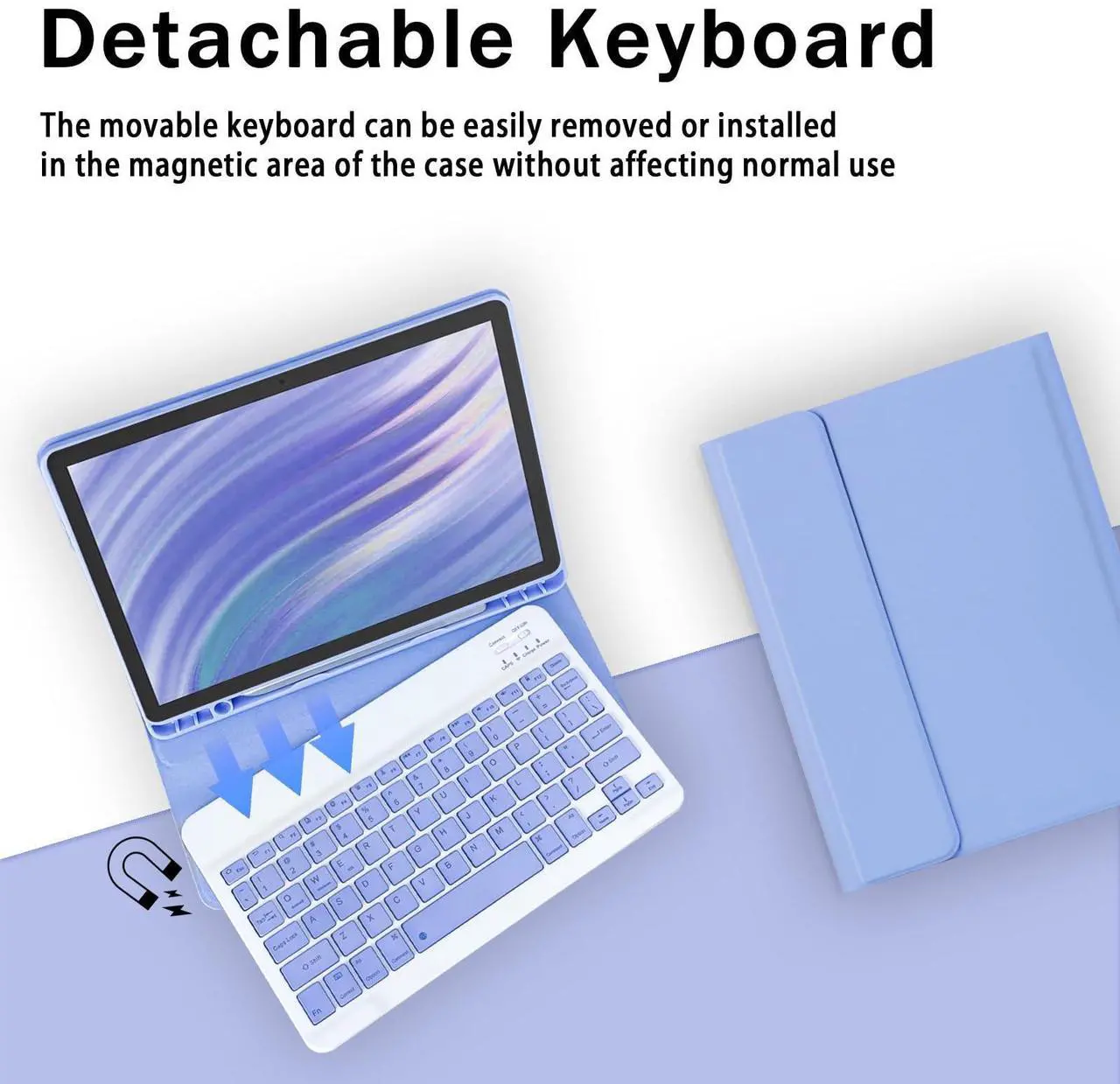 Alt view image 3 of 5 - XCHYTECHER Keyboard Case for  Fire HD 10/10 Plus 10.1 inch, Detachable Keyboard with Type-C Charging Port Cover (Purple+Purple)