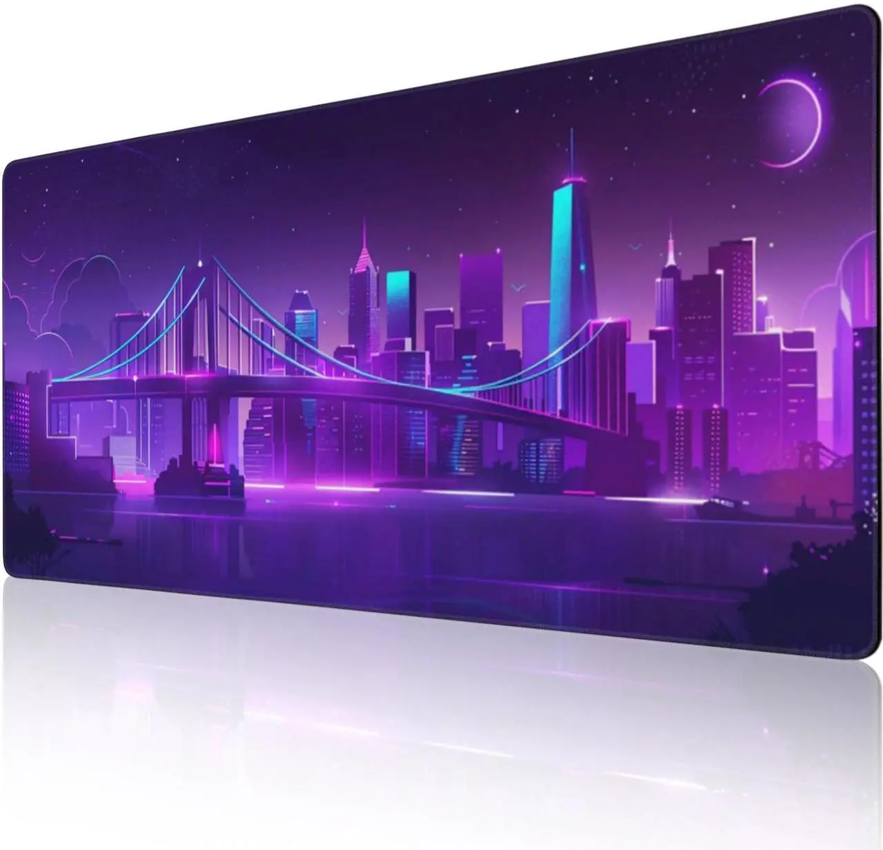 Main image of ZOCOZY Extra Large Gaming Mouse Pad (48"x24") - Cyberpunk Purple City Extended XXL Mousepad with Stitched Edges, Non-Slip Rubber Base Waterproof Desk Mat for Gamers, PC, Office, Home