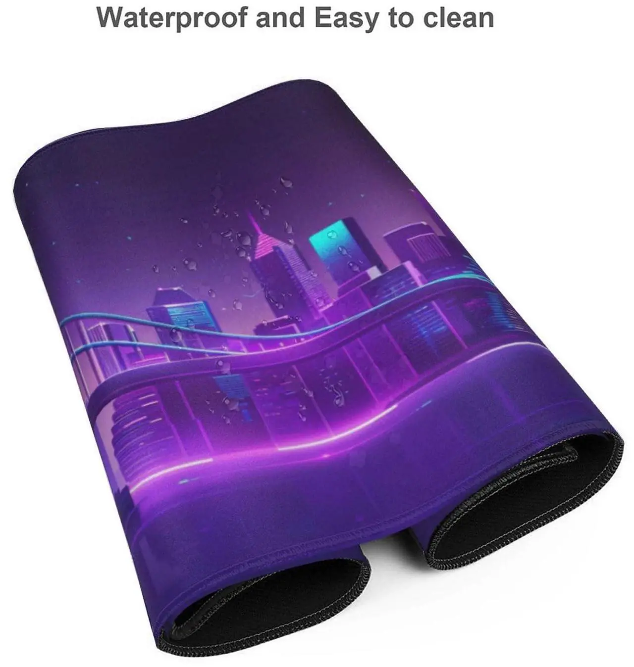 Alt view image 2 of 5 - ZOCOZY Extra Large Gaming Mouse Pad (48"x24") - Cyberpunk Purple City Extended XXL Mousepad with Stitched Edges, Non-Slip Rubber Base Waterproof Desk Mat for Gamers, PC, Office, Home