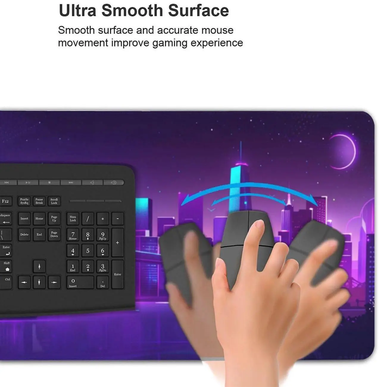 Alt view image 5 of 5 - ZOCOZY Extra Large Gaming Mouse Pad (48"x24") - Cyberpunk Purple City Extended XXL Mousepad with Stitched Edges, Non-Slip Rubber Base Waterproof Desk Mat for Gamers, PC, Office, Home