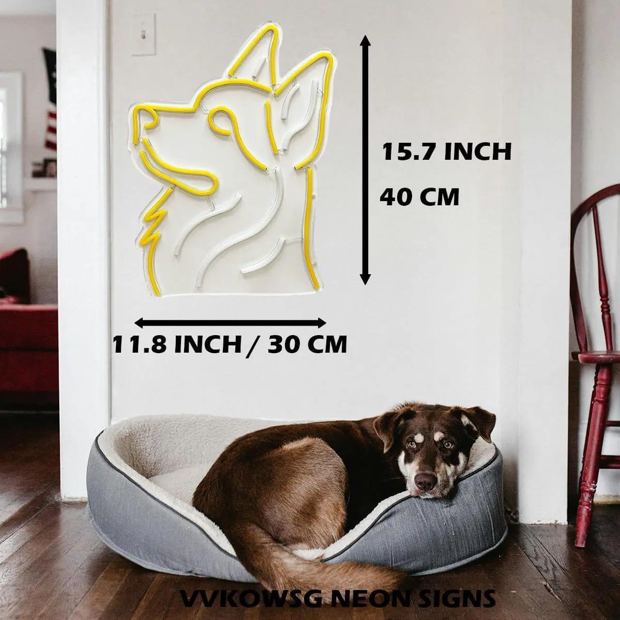 Alt view image 3 of 7 - Dog LED Neon Sign Super Bright Acrylic Dimmable German Shepherd Led Light Size 15.7x11.8 in Dog Neon Light for Dog Lovers Window Store Display Beer Bar Nightclub Grand Opening Gift(German Shepherd)