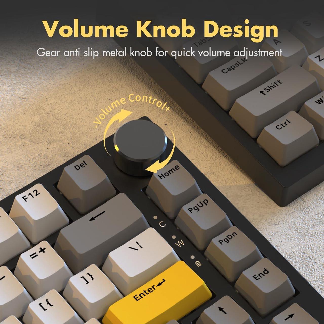 Alt view image 5 of 6 - FirstBlood AK820 75% Wired RGB Gasket Mechanical Keyboard with Volume Knob, South Facing LED, Poron Foam, PBT Keycaps, Custom Programmable Hot-Swap Keyboard