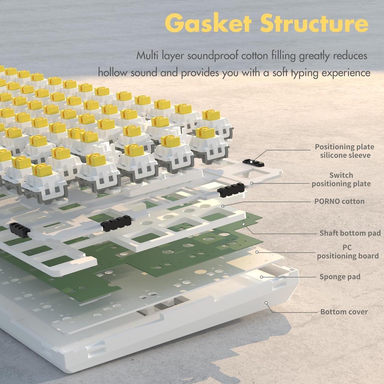 Alt view image 2 of 6 - FirstBlood AK820 75% Wired RGB Gasket Mechanical Keyboard with Volume Knob, South Facing LED, Poron Foam, PBT Keycaps, Custom Programmable Hot-Swap Keyboard