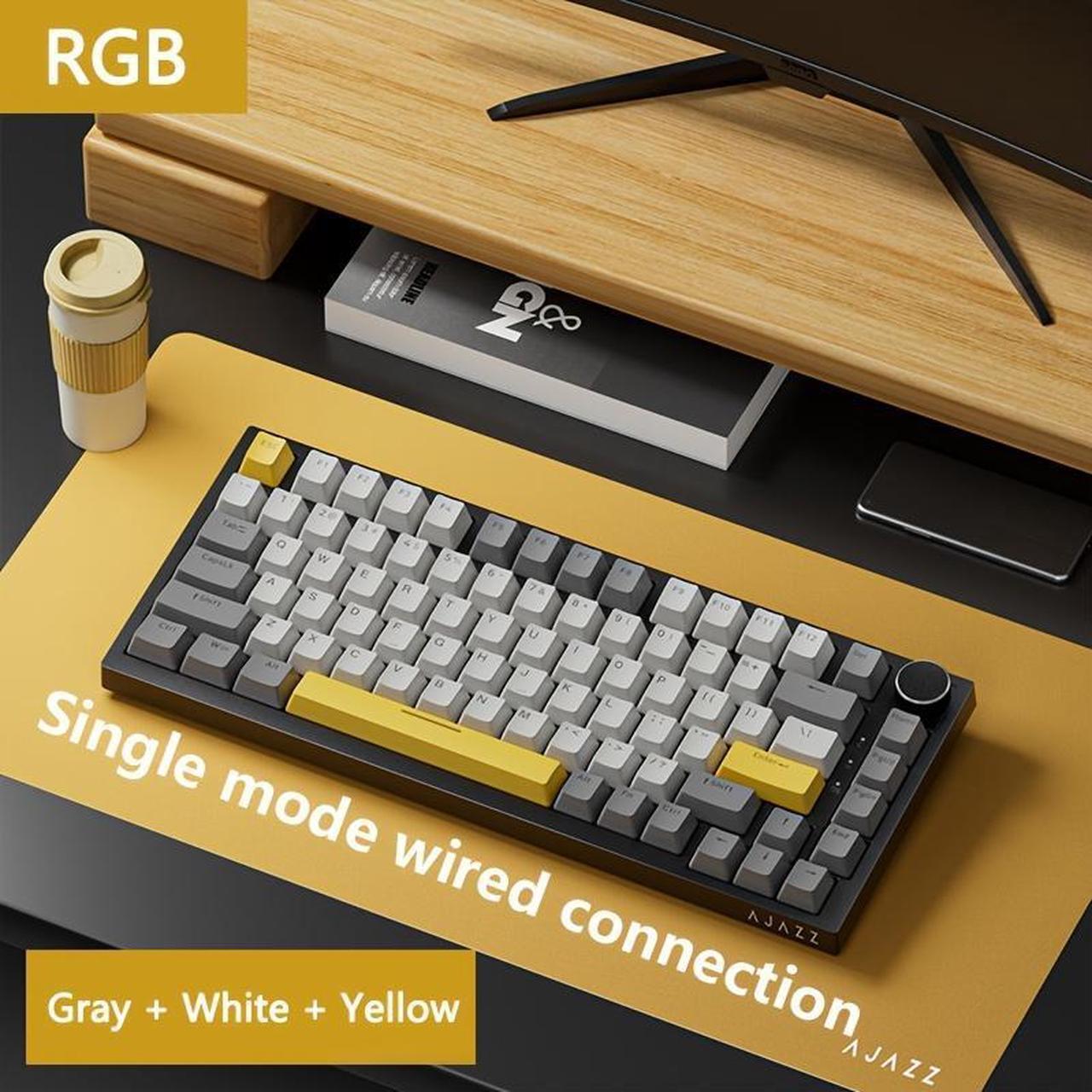 Alt view image 6 of 6 - FirstBlood AK820 75% Wired RGB Gasket Mechanical Keyboard with Volume Knob, South Facing LED, Poron Foam, PBT Keycaps, Custom Programmable Hot-Swap Keyboard