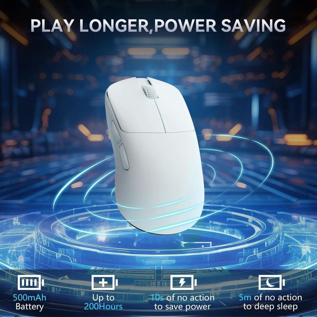 Alt view image 4 of 6 - FirstBlood AJ099 Ultralight Wireless Gaming Mouse, 54g Ultralight 2.4Ghz/Wired Computer Mouse, PAW3311 12000 DPI Optical Sensor, 200 Hours Battery Programmable Buttons, for Win/MAC PC Gamers