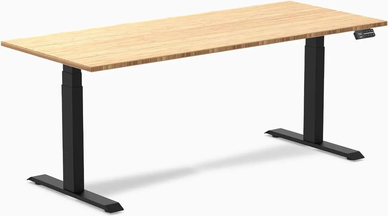 Alt view image 2 of 7 - Desky Dual Bamboo Sit Stand Desk - Bamboo / 72 x 30 in / Grey