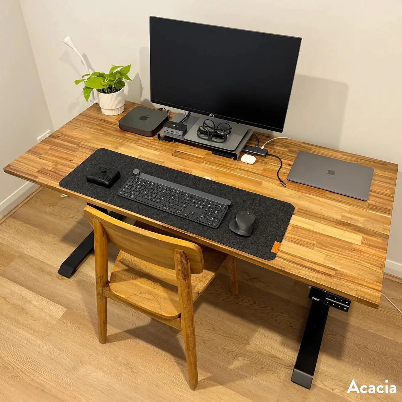 Alt view image 4 of 7 - Desky Dual Softwood Sit Stand Desk - Acacia / 72 x 30 in / Grey