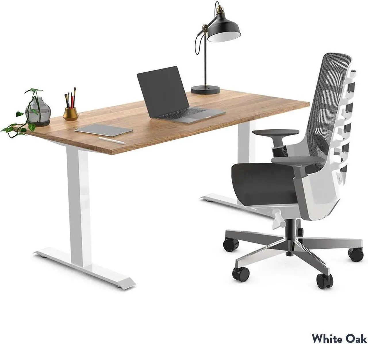 Alt view image 3 of 7 - Desky Zero Hardwood Office Desk - White Oak / 72 x 30 in / Grey