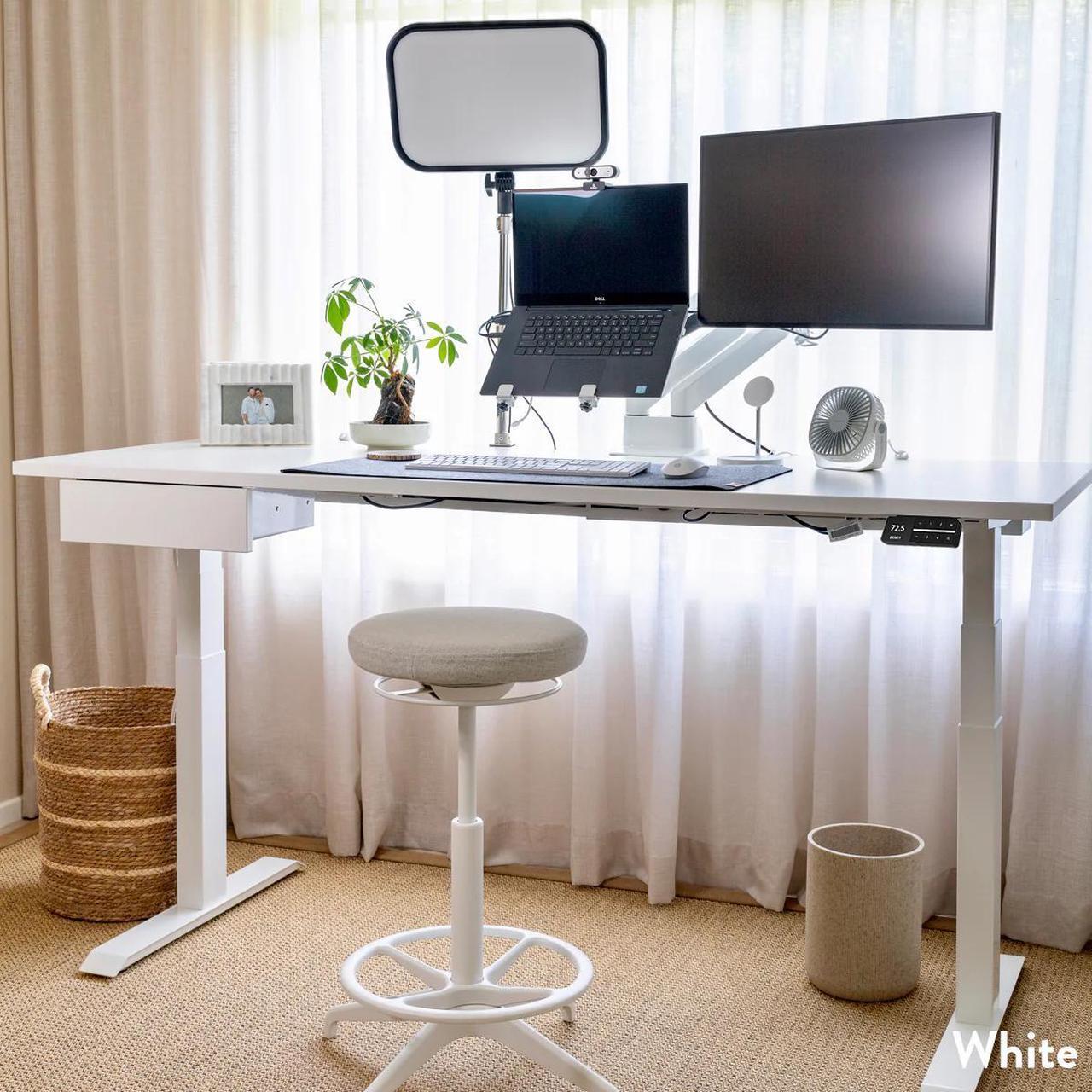 Alt view image 2 of 7 - Desky Dual Laminate Sit Stand Desk - Sublime Teak  / 70.9 x 29.5 in / Space Gray