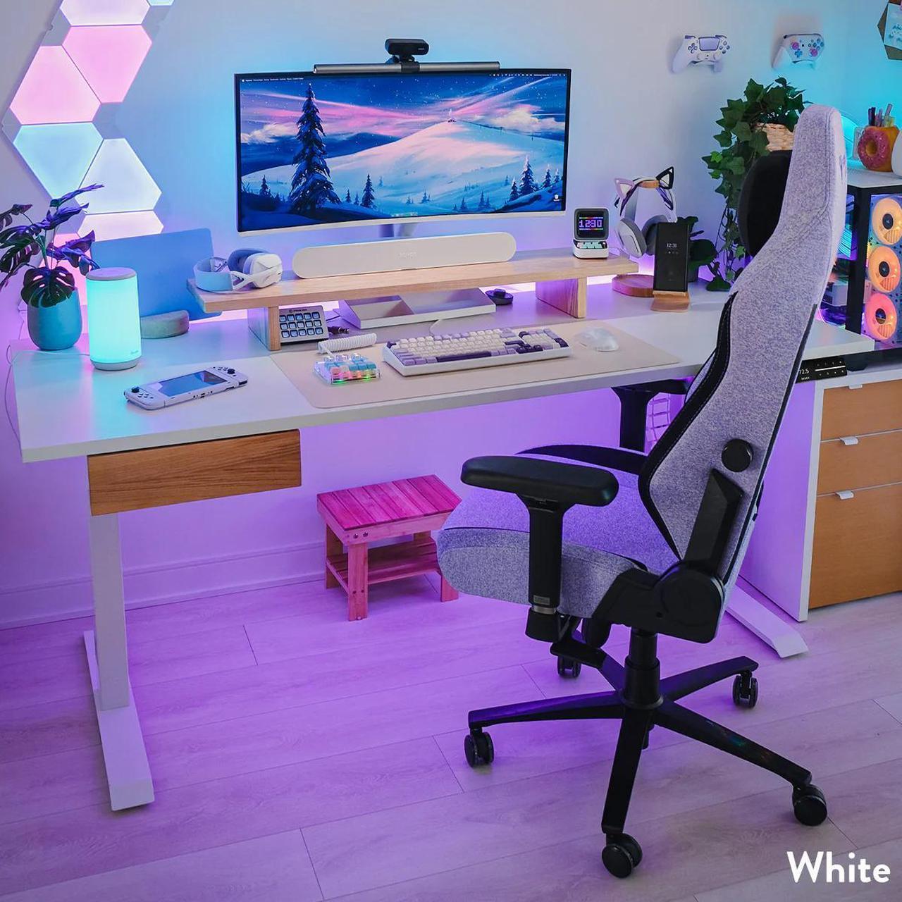 Alt view image 4 of 7 - Desky Dual Laminate Sit Stand Desk - Black / 59.1 x 29.5 in / Grey