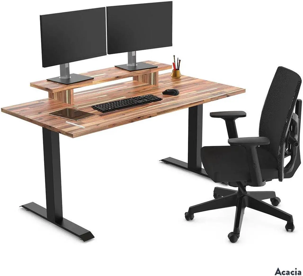 Alt view image 3 of 7 - Desky Zero Softwood Office Desk - American Rustic Pine / 72 x 30 in / White