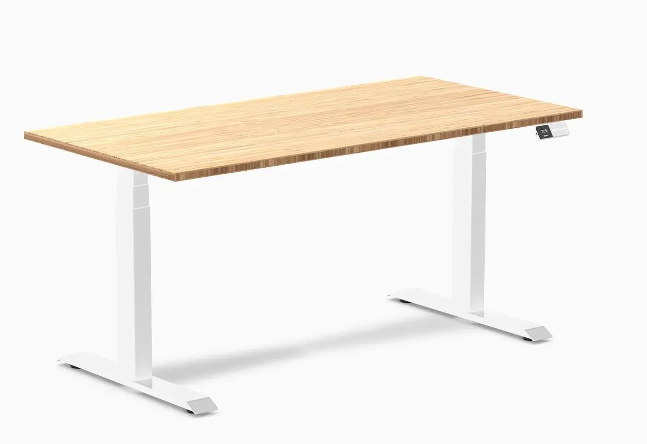 Main image of Desky Dual Bamboo Sit Stand Desk - Bamboo / 72 x 30 in / White