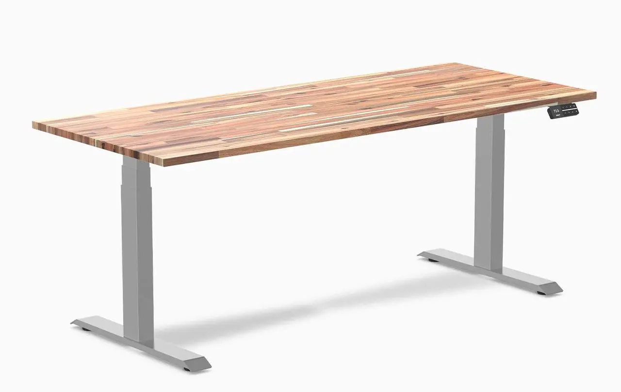 Main image of Desky Dual Softwood Sit Stand Desk - Acacia / 72 x 30 in / Grey