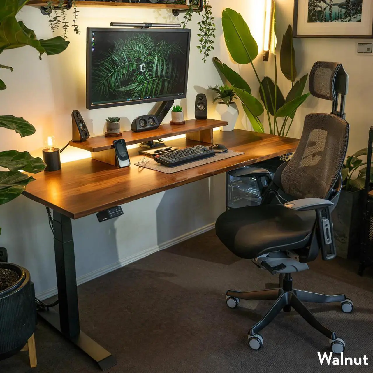 Alt view image 4 of 7 - Desky Dual Hardwood Sit Stand Desk - Walnut / 72 x 30 inches / Space Gray