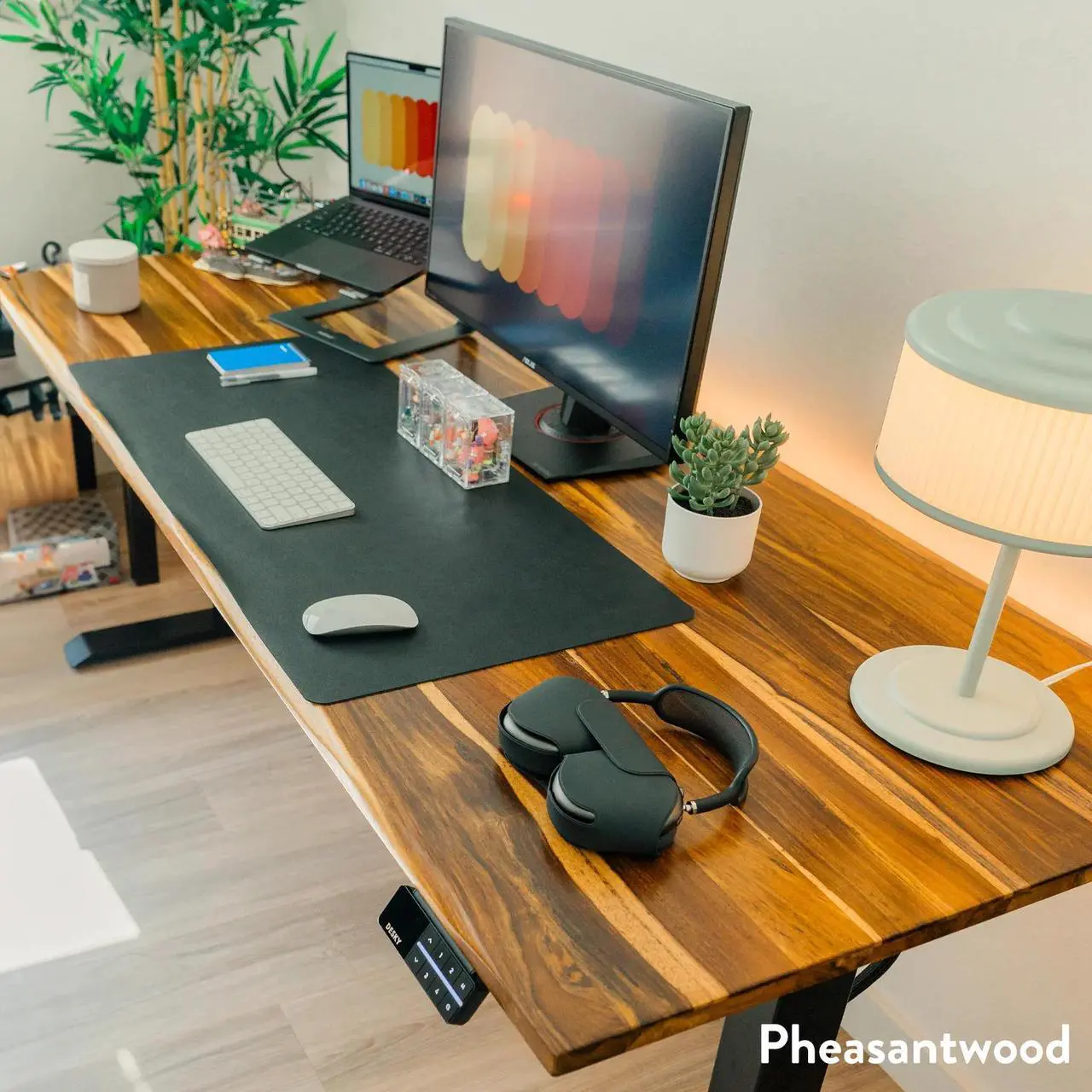 Alt view image 3 of 7 - Desky Dual Hardwood Sit Stand Desk - Walnut / 72 x 30 inches / Space Gray